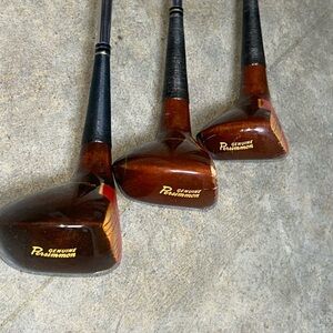 (3) PowerBilt Genuine Permission Wooden Golf Club with Gold Accents